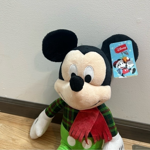 Disney Mickey Mouse Plush Stuffed Animal Winter Christmas Red Green NWT - Picture 3 of 6